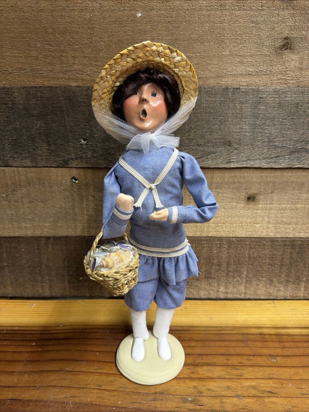 Byer's Choice Beach Nautical Caroler Basket of Shells 2002